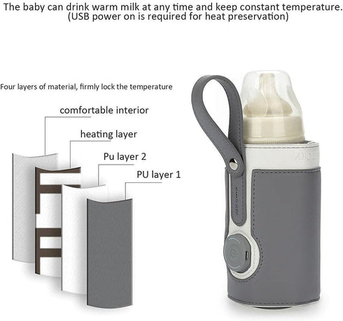 Cover,3 (1) Keenso Baby Bottle Keep Warm TemperaturePortable Baby Bottle Warmer with USB Power, for Home and on The