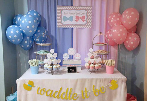 Waddle It Be Gold Glitter Duck Gender Reveal Party Banner
