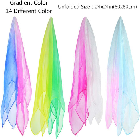 Tayfremn 28pcs 24 24 Inches,14 Dance Scarves Square Juggling Silk Play Movement Scarves Magic Tricks Performance Props