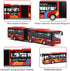 City Bus Toy for Kids, Metro Articulated Electric Bus with Sounds and Lights, Die Cast Alloy Pull Back Vehicles Gift