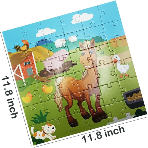 Floor Puzzle for Kids - Animal Jigsaw Large 36 Piece Horse Puzzle for Toddler Ages 3+, Educational Toys Gift