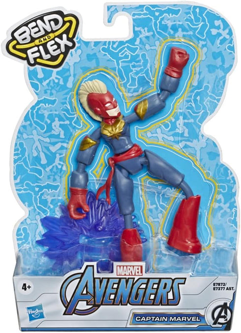 6-Inch Avengers Marvel Bend and Flex Action Figure Toy, Flexible Captain Marvel Figure with Blast Accessory for Kids
