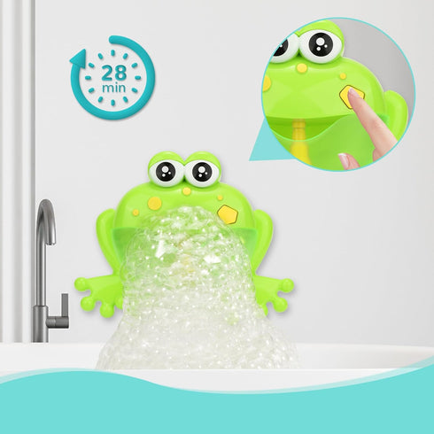HengGL 24 Light Up Baby Bath Bubble Toys,Tub Big Frog Automatic Bubble Maker Blower with Music Baby Fun Shower Toys