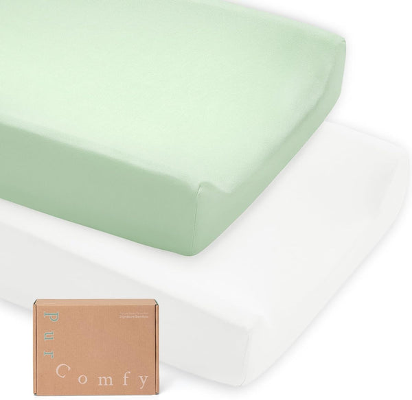 PurComfy Supersoft Diaper Changing Pad Covers, 2-Pack Premium Bamboo Viscose Change Table