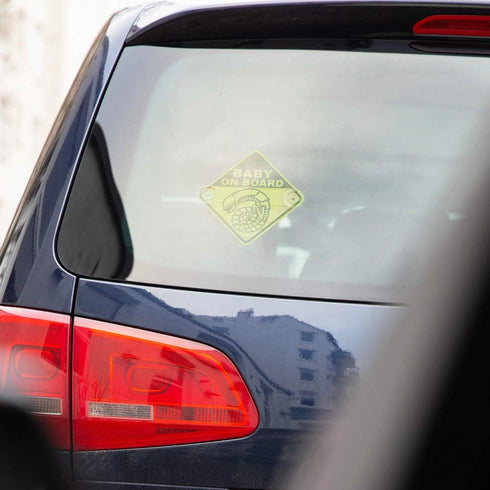 getDigital Chestburster Baby on Board Car Window Sign, Yellow Safety Sign with 2 Suction Cups