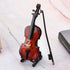 5.5in Dollhouse Miniature Wooden Cello with Bow Stand & Case, Musical Instrument Accessories Gifts