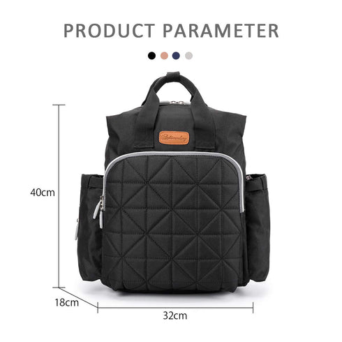 SONARIN Backpack Stylish Waterproof Baby Nappy Changing with Changing Mat(Black)
