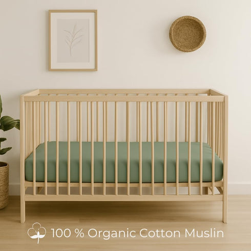 100% Nora's Nursery Muslin Crib Sheets - Organic Cotton Crib Sheets - Fits Standard Crib and Toddler Bed Mattress Size