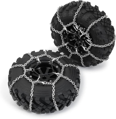 4Pcs Wheel Tires Metal Snow Chains - 1.9/2.2inch for 1/10 TRX-4 Axial SCX10 90046 RC Crawler Car (130MM)