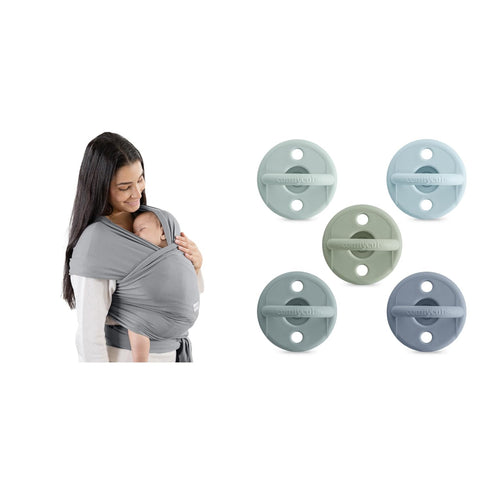 Baby Wrap Carrier and Pacifiers, Pack of 5 Bundled by Comfy Cubs