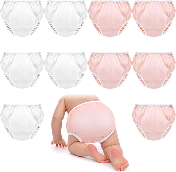 Cozypower 10 Pairs Waterproof Plastic Pants for Toddlers Reusable Plastic Diaper Covers