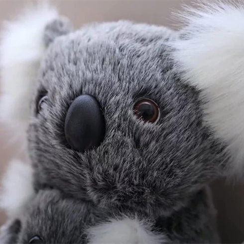11 inch Mum and Baby Koala Plush Toy, Stuffed Animal Doll (Grey)