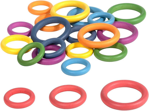 TickiT-73977 Rainbow Wooden Rings - Set of 21, Counting and Sorting Rings, Loose Parts Wooden Toy for Babies and