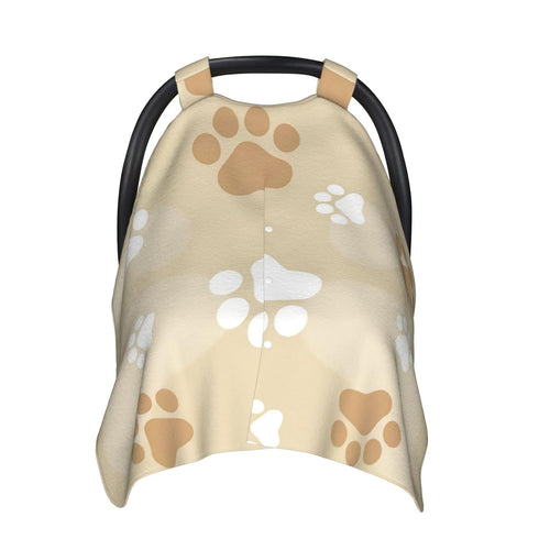 Hcpwzrf Dog Paw Print Brown Baby Car Seat Cover & Nursing Cover - Breathable Stretch Multi-Use Cover for Breastfeeding