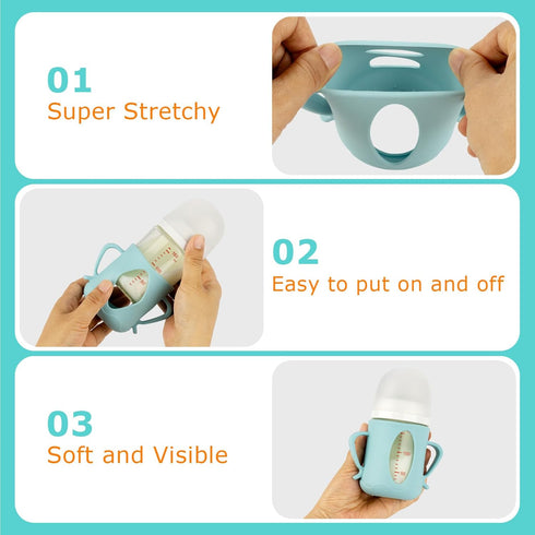 5.4oz,Anti 2 Pack Silicone Sleeves for Pigeon Baby Bottles Breakage Glass Baby Bottle Holder with Handles