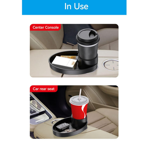 Snack Tray for Kids Car Seat, Secure and Sturdy Design, Compact and Portable with Cup Holder (Black)