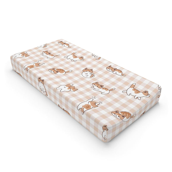 GENERIC Gingham Cat Baby Changing Pad Cover, Handsewn Cute Plaid Nursery Decor Accessory
