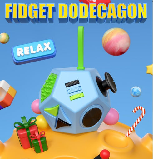 12 12 Girls(B3 Fidget Dodecagon Cube-Easter Basket Stuffers Sided Fidget Toy Cube for Kids and Adults Sides Stress