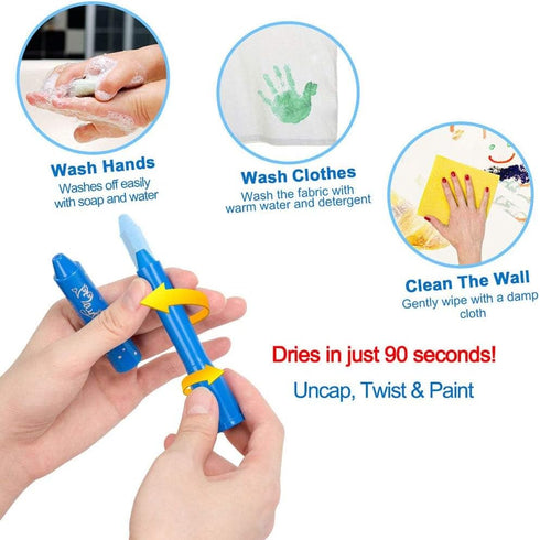 24 MayMoi Tempera Paint Sticks - Bright Colors, Quick Drying, Easy to Color and Washable Crayons for Teens and Students