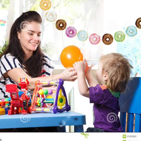 CC HOME Donut Theme Party Banner - Doughnut Birthday Decorations Supplies for Baby Shower