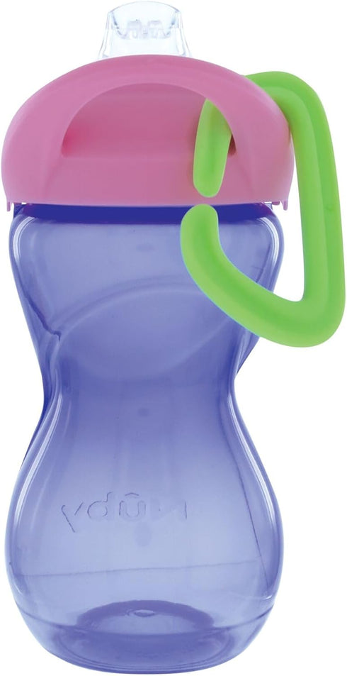 Nuby No-Spill Clik-It Soft Spout Sippy Cup, 3-Pack, 10 oz, Aqua/Pink/Purple for 6+ Months