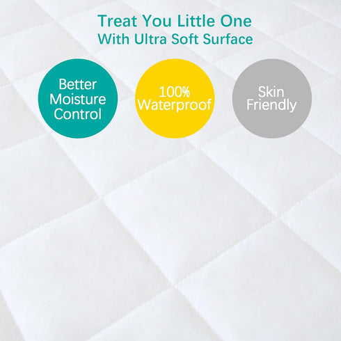 2 Pack 38" 24" Mini Crib Mattress Protector Sheets Fitted Waterproof Mini Crib Mattress Protector Pad Cover White