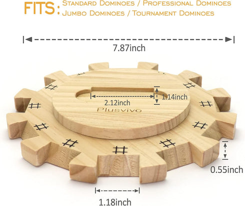 Set-Including 7.89-Inch 12 12 70-Sheet plusvivo Mexican Train Dominoes Accessories a Wooden Mexican Train Hub up