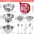 Kids Mini Cooking Toys Set - 11Pcs Pretend Play Kitchen Accessories with Stainless Steel Pots, Pans, and Utensils