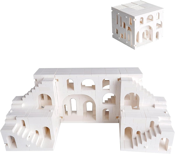Magic Maze Building Blocks, 980 PCS Transformable Castle Folds into Cube, 3D