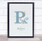 The Card Zoo New Baby Birth Details Christening Nursery Blue Elephant Initial R Gift Print