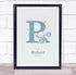 The Card Zoo New Baby Birth Details Christening Nursery Blue Elephant Initial R Gift Print