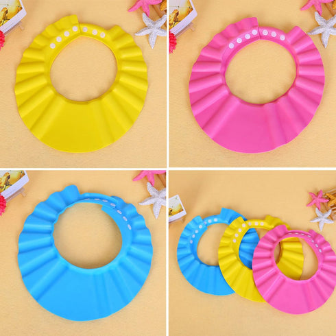 Eioflia 3PCS Baby Shower Cap, Baby Shampoo Cap Adjustable Shower Hat Soft Hair Washing Shield for Toddlers Kids