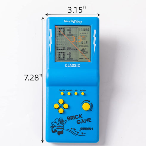 Brick Game Console, Retro Handheld Game Console,Tank/Racing/Building Block Game,3.5-inch Large Screen,Built-in 23 Games(Blue)