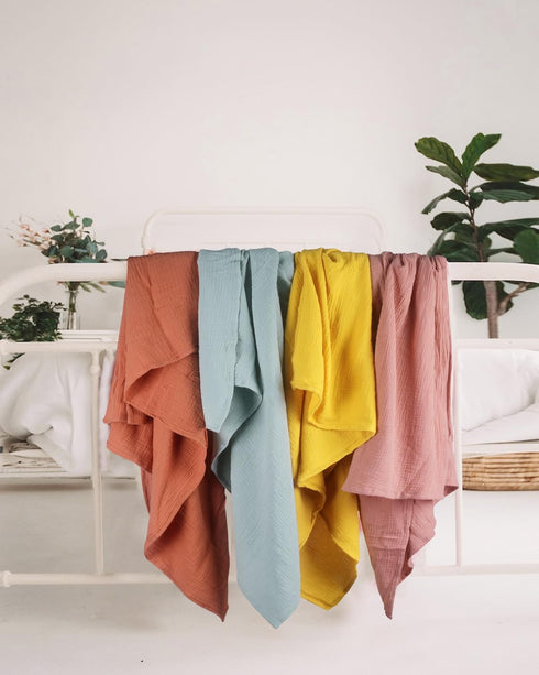 Muslin Swaddle Blankets for Baby, Unisex Baby Boys Girls Essentials, Large 47 x 47 inches Boho Style Receiving Blankets Newborn Registry Must Haves, Perfect (Beige, Simple) by meowcards