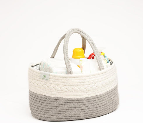 Oliver & Emilia Diaper Caddy - Portable Woven Baby Organizer Basket w/Handle,