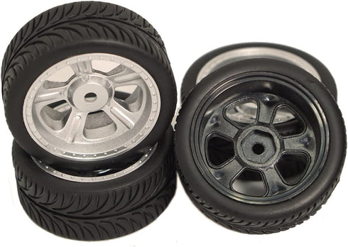 ShareGoo OD 2.55" RC 12mm Hex Plastics Wheel Rims & Rubber Tires for RC 1/10 On-Road Racing