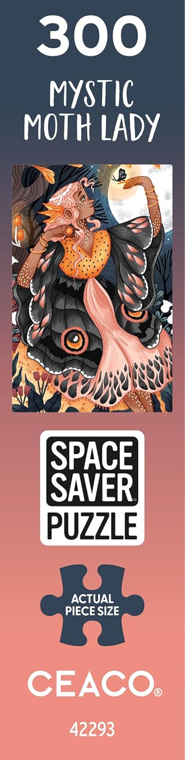 Ceaco – Mystic Moth Lady - 300 Piece Jigsaw Space Saver Puzzle for Smaller Spaces and Surfaces