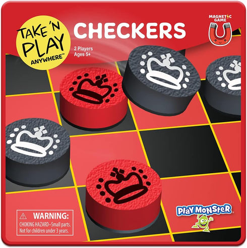 PlayMonster Take 'N Play Anywhere Checkers - Magnetic Travel Game for Ages 4+