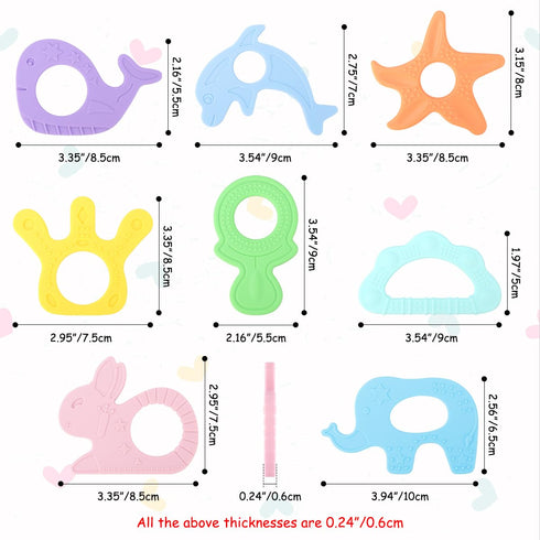 8 Pack Frozen 3 BEBOAN Silicone Baby Teething Toys, Cute Baby Teether Teething Ring Chew Toys Teether, BPA Free Easy
