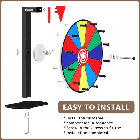 Retbtnm 12-Inch 12 Color Prize Wheel, Slot Editable Spinning Wheel with Dry Erase Board & Marker for Parties