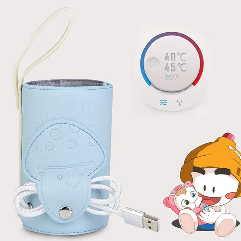 Qinlorgo 10W Bottle Warmer, USB Microfiber PU Baby Bottle Warmer Travel Bottle Warmer with Indicator Light for Water