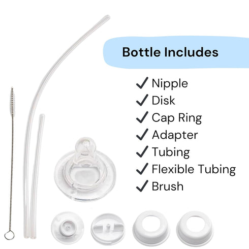 Hands-Free Baby Bottle 4 oz 3m+ (2 Pack - Anti-Colic Nursing System Baby Bottle with Fast Flow Nipple/Teat with Tube