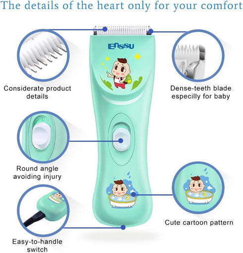 ENSSU Baby Hair Clippers - Lower Noise Haircut Trimmers for Children with Autism, Waterproof Hair Cutting Kits