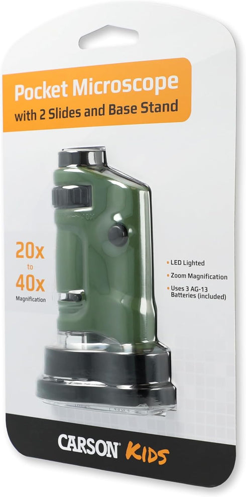 Carson Pocket Microscope, 20x-40x Zoom LED Lighted (MM-24)