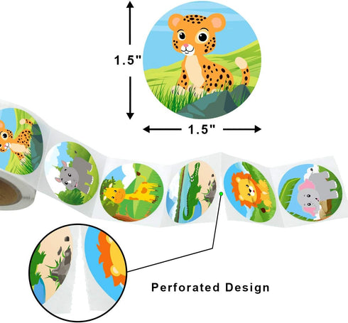 Zoo Animal Sticker Set, 200Pcs Cute Wild Animal Labels for Kids Birthday Party Favors Decor Supplies