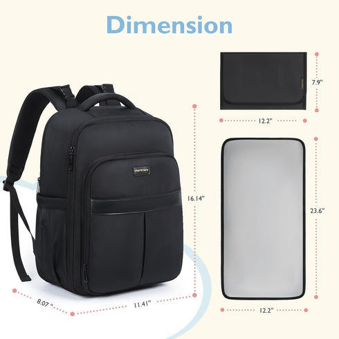 mommore Backpack 37L 15.6'' Diaper Bag Large Baby Bag with Laptop Sleeve Mom Bags with Insulated Pockets, Changing Pad