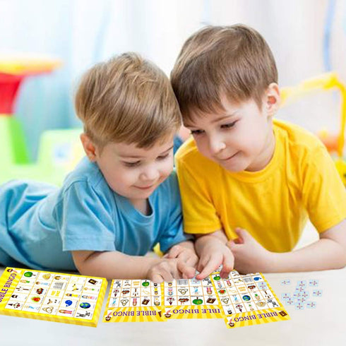 Fancy Land Bible Bingo Game for Vacation Bible School, 24 Players for Kids Christian Sunday Church