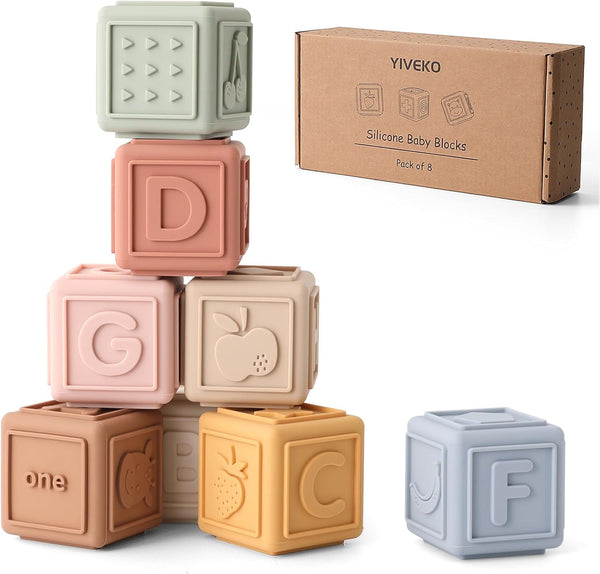 Baby Blocks Stacking for Babies Silicone Soft Building Blocks Teethers Montessori Toys