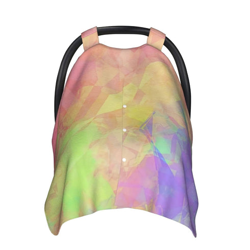Hcpwzrf Pink Lime Green Purple Blue Polygon Art Baby Car Seat Cover & Nursing Cover - Breathable Stretch Multi-Use