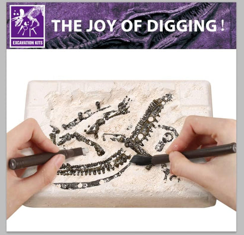 Dinosaur Fossil Dig Kit, Dino Excavation Kits for Kids, Educational Science Kits with 3D Skeleton Puzzles